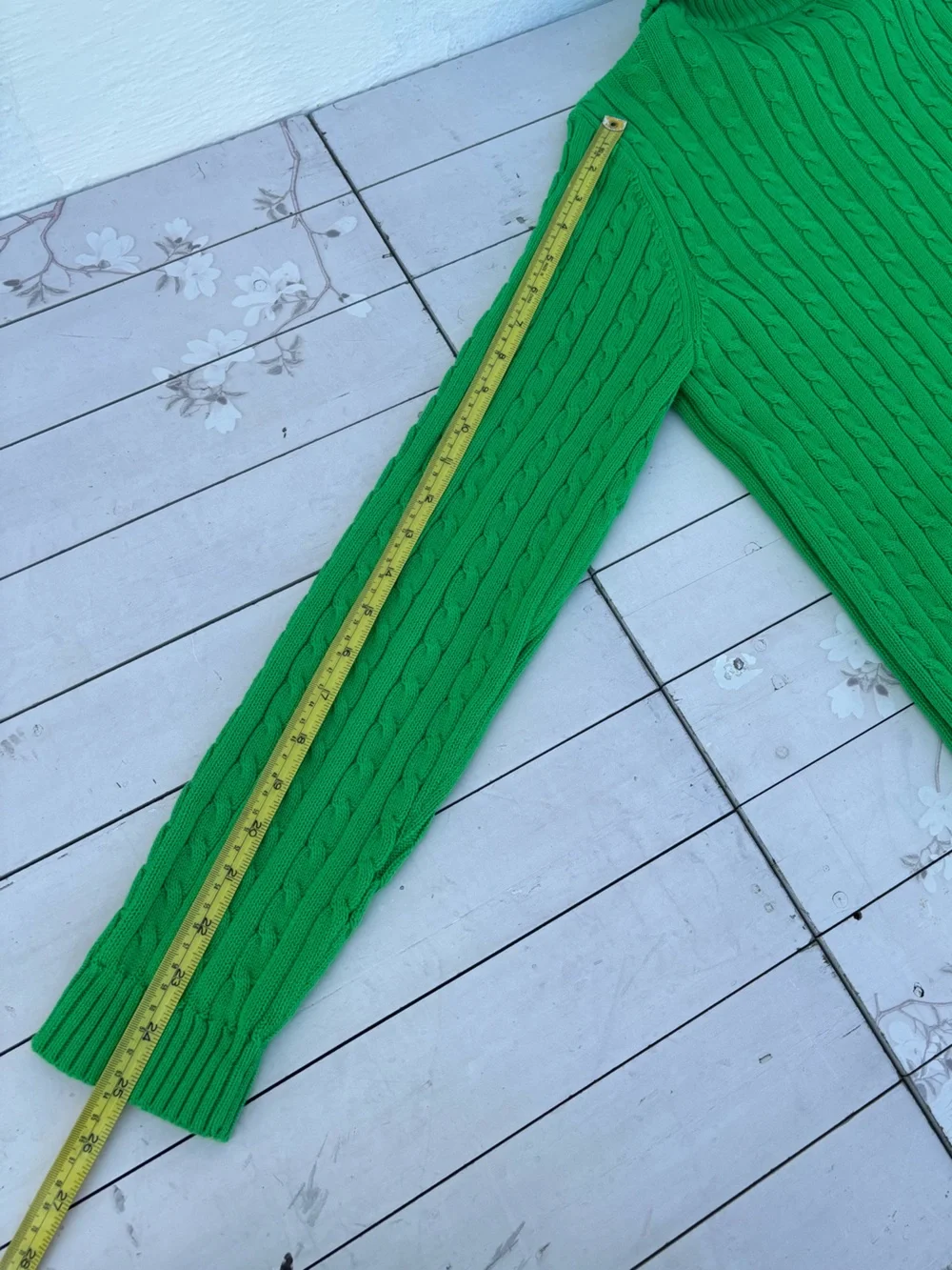 Ralph Lauren Bright Green Cable-Knit Zip Sweater - Picture 7 of 9